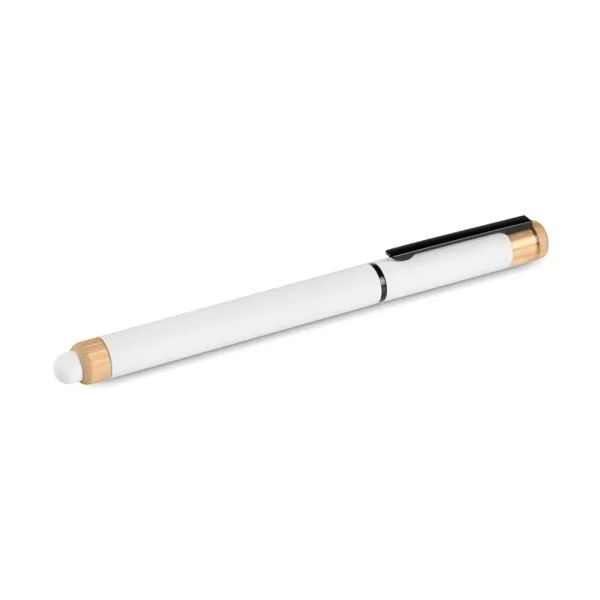 CANETA ROLLER EM ALUMÍNIO RECICLADO /  BAMBU - BRANCA