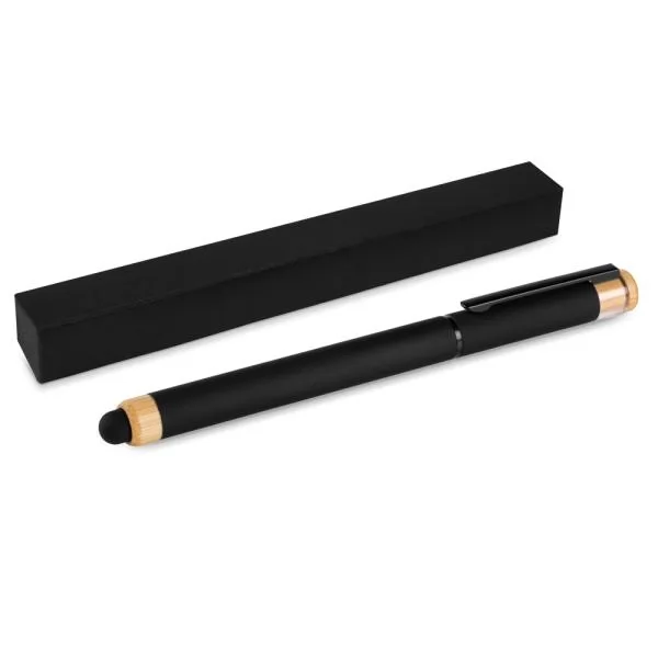 CANETA ROLLER EM ALUMÍNIO RECICLADO /  BAMBU - PRETA