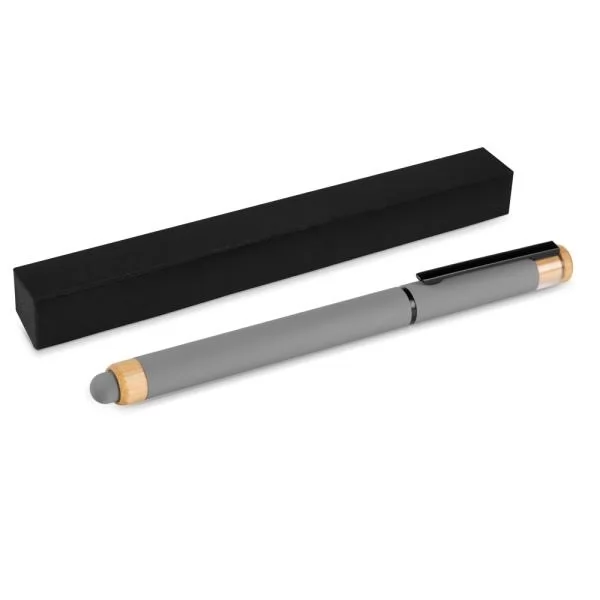 CANETA ROLLER EM ALUMÍNIO RECICLADO /  BAMBU - CINZA