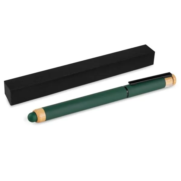 CANETA ROLLER EM ALUMÍNIO RECICLADO /  BAMBU - VERDE