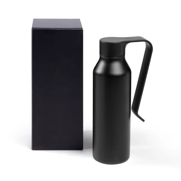 GARRAFA CAMADA DUPLA EM ALUMÍNIO RECICLADO - PRETA - 450ML