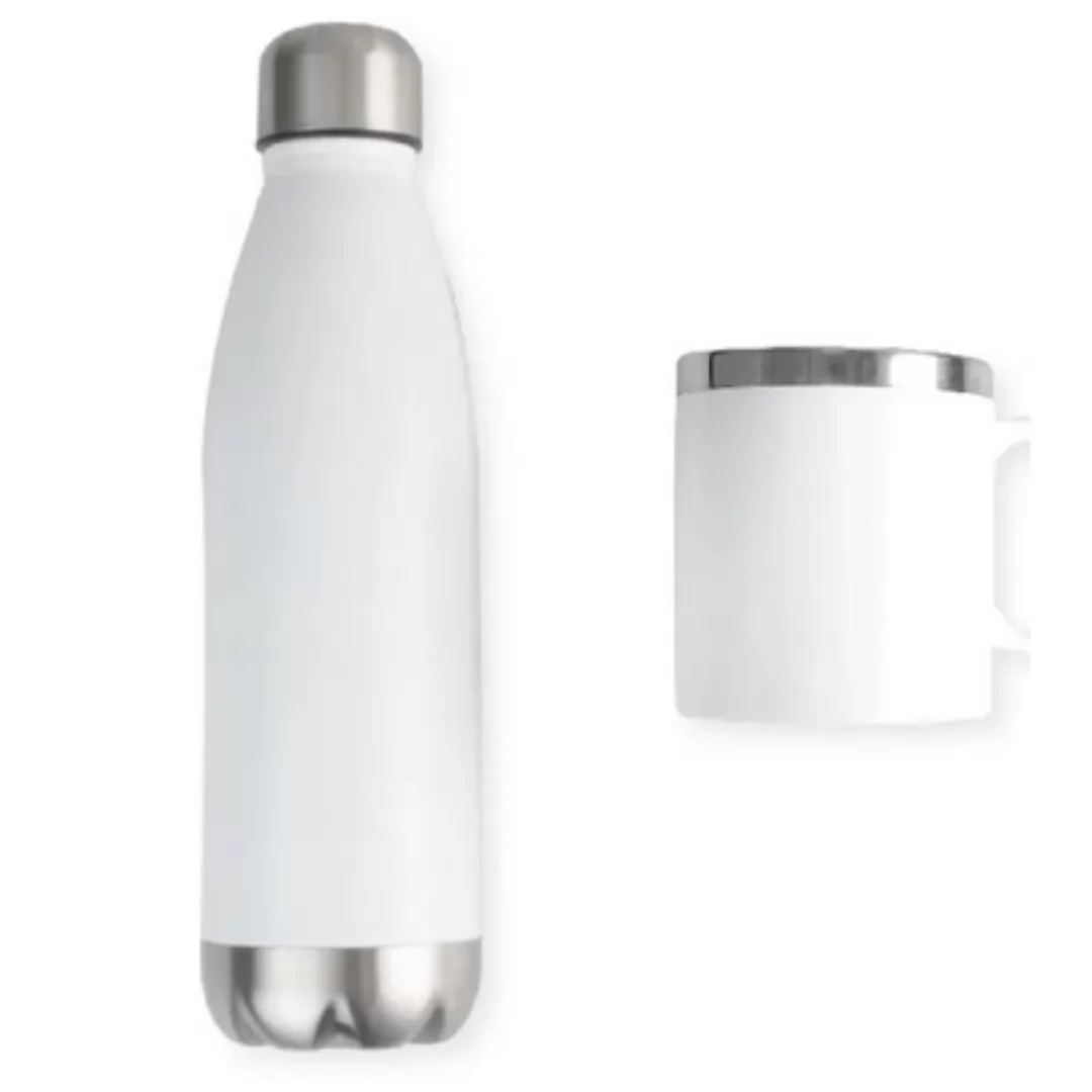 Kit Com Garrafa E Caneca Branca