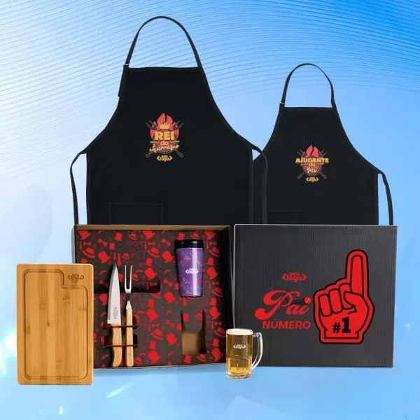 Kit Churrasco / Cerveja Em Bambu / Madeira / Inox - 7 Pçs - Dia dos Pais