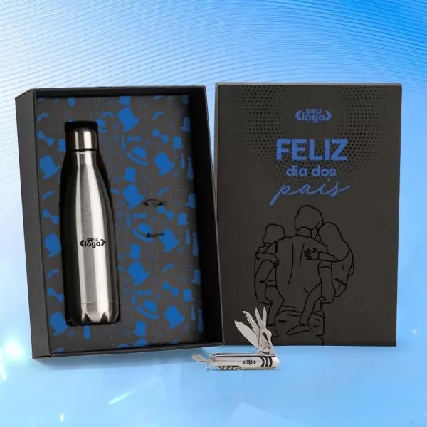 Kit Garrafa E Canivete 11 Funções - 2 Pçs - Dia dos Pais