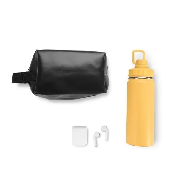 KIT GARRAFA NECESSAIRE E FONE - 3 PÇS