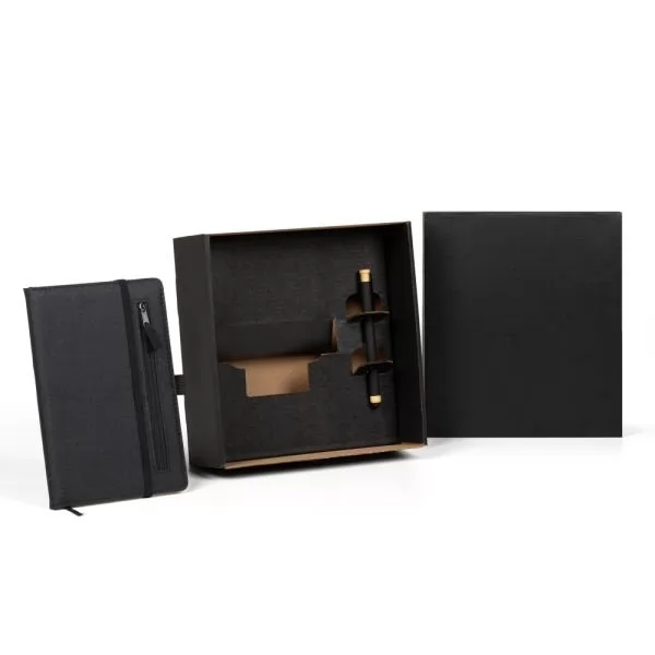 CADERNO P/ ANOTAÇÕES COM CANETA - PRETO