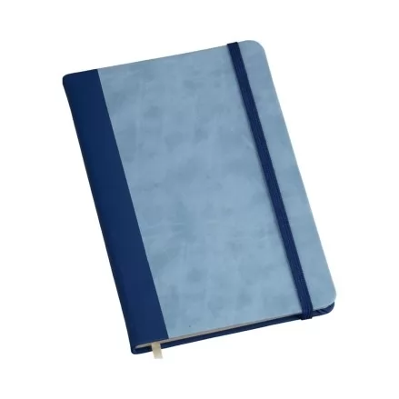 Caderneta Grande tipo MOLESKINE capa c/ Rec. Azul Escuro/Azul Claro sem Pauta
