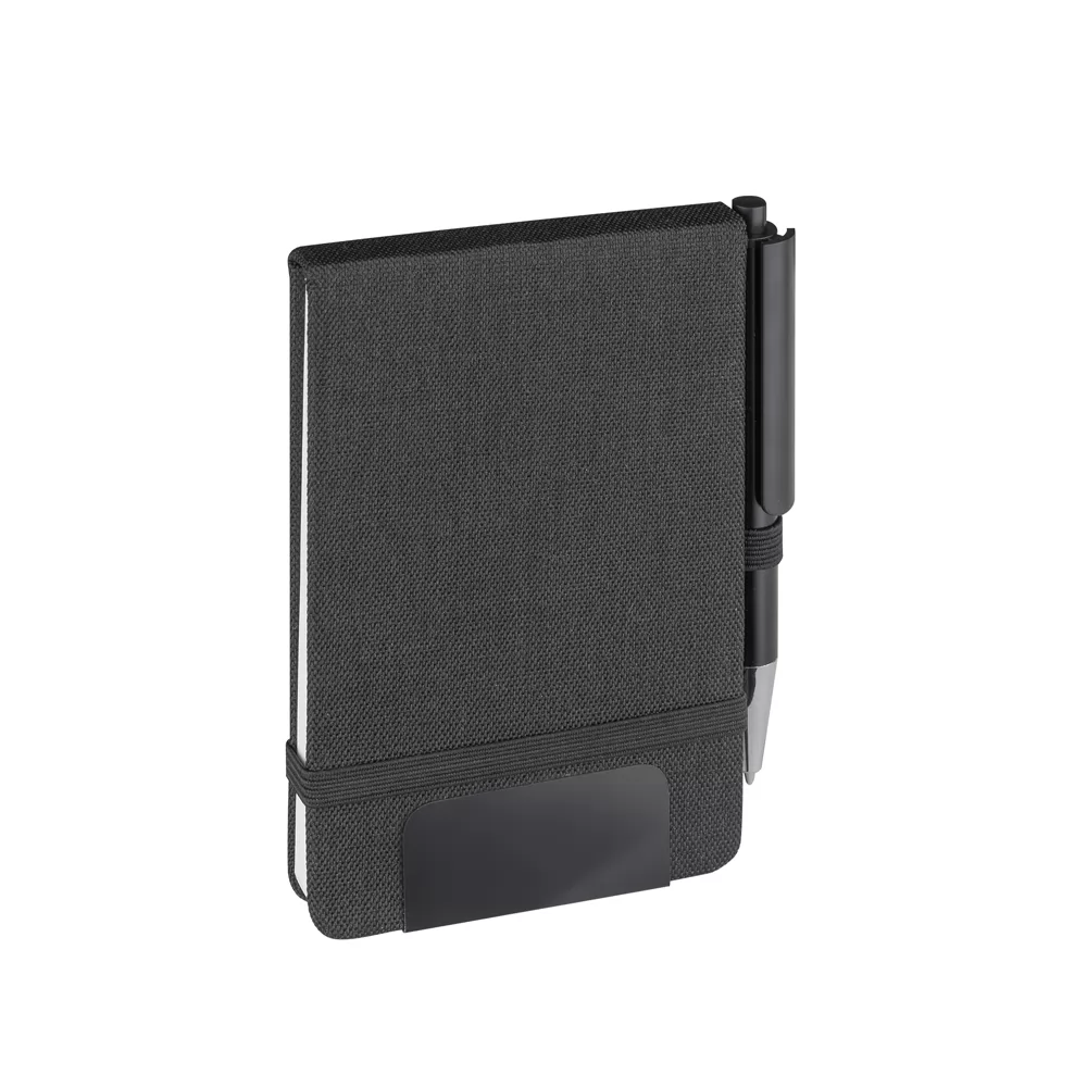 Mini caderno A6 em RPET com caneta