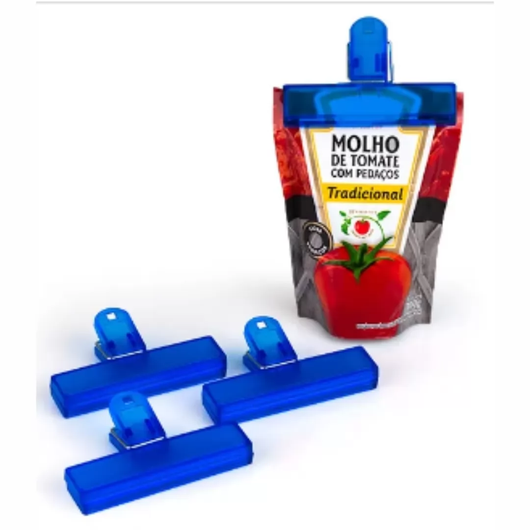 Prendedores De Embalagem Em Poliestireno - Azul - 4 Pçs - Não Acompanha Molho