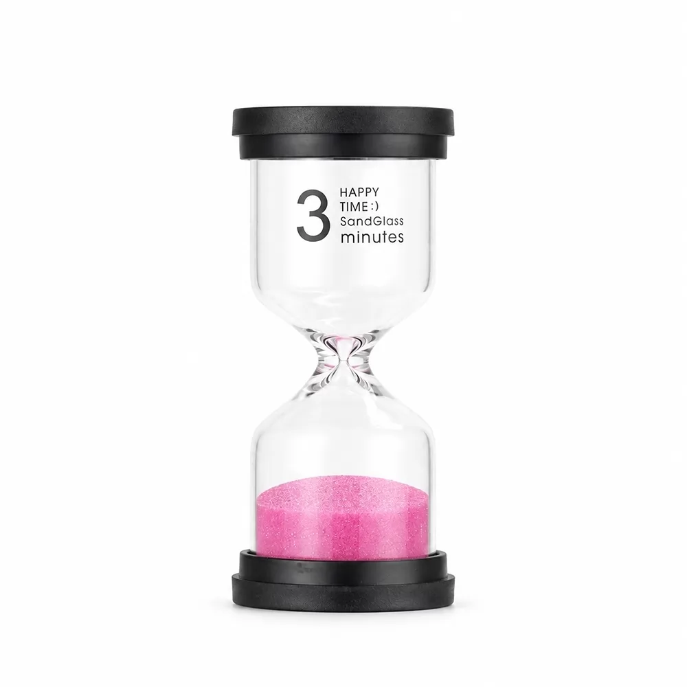 AMPULHETA VIDRO AREIA ROSA 3 MIN