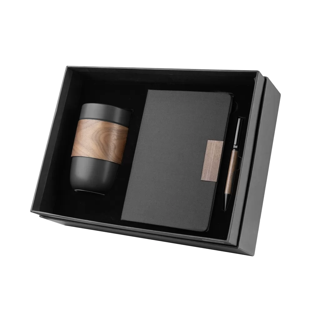 Kit escritório Caderno Caneca e Caneta Metalica