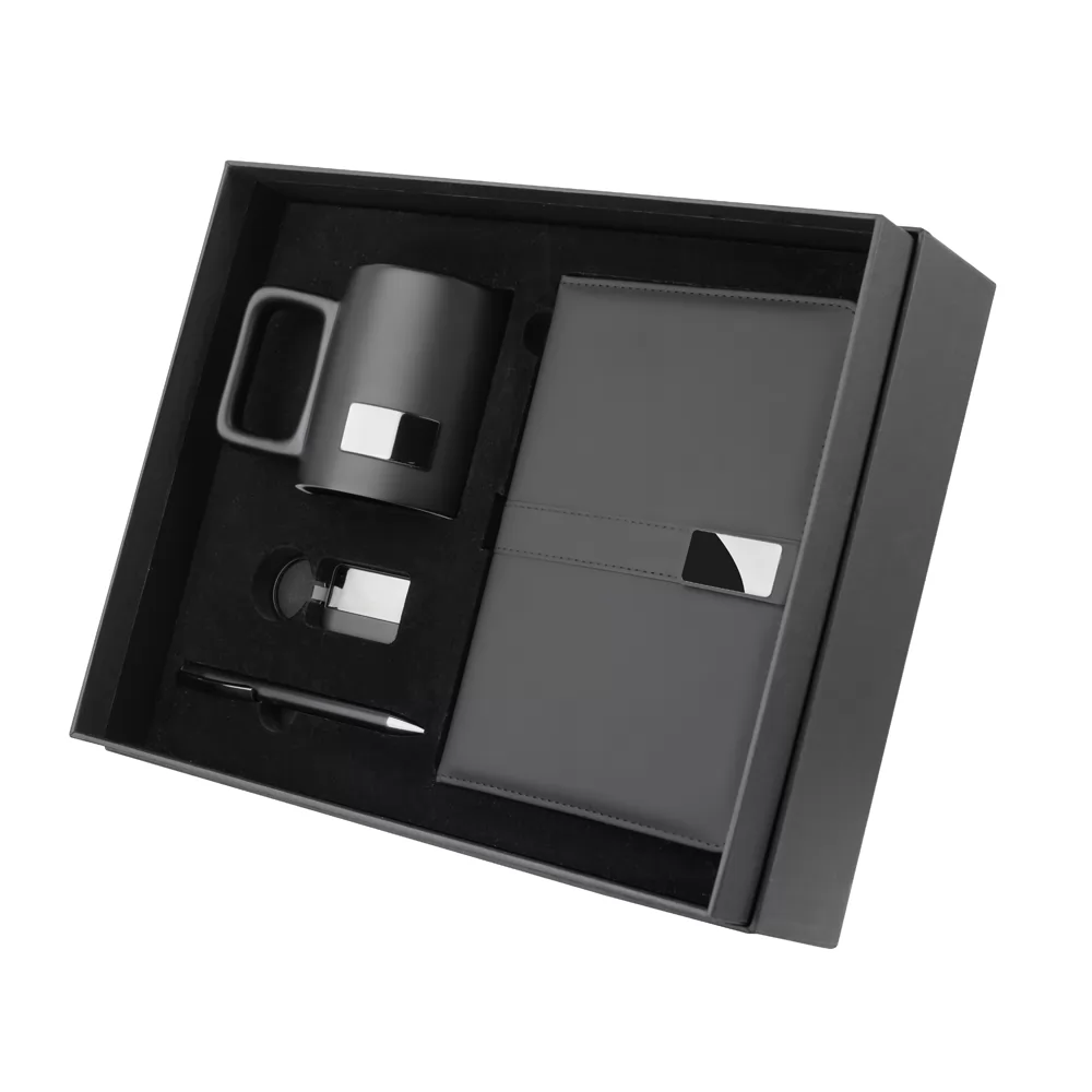 Kit escritório Caderno Caneca e Caneta Metalica