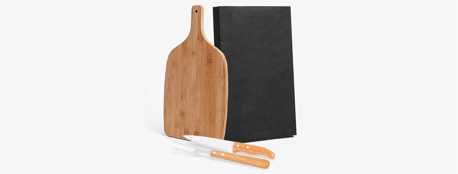 Kit Para Cozinha Em Bambu Com Tábua E Facas - 3 PÇs
