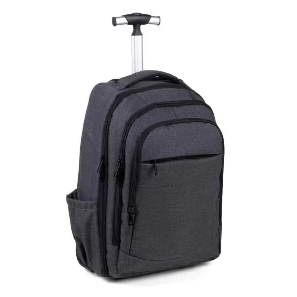 MOCHILA EM RPET COM RODINHAS - MELANGE CINZA ESCURO