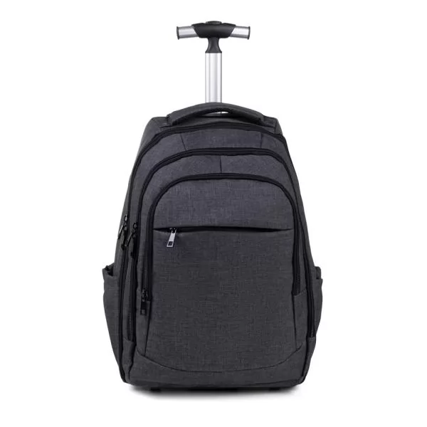 MOCHILA EM RPET COM RODINHAS - MELANGE CINZA ESCURO