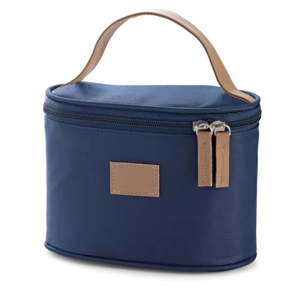 BOLSA P/ COSMETICOS EM MICROFIBRA - AZUL - 18X12X10 CM