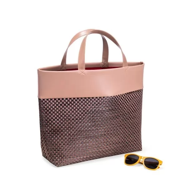 SACOLA EM PVC E MATERIAL SINTÉTICO - PREMIUM - ROSA/XADREZ