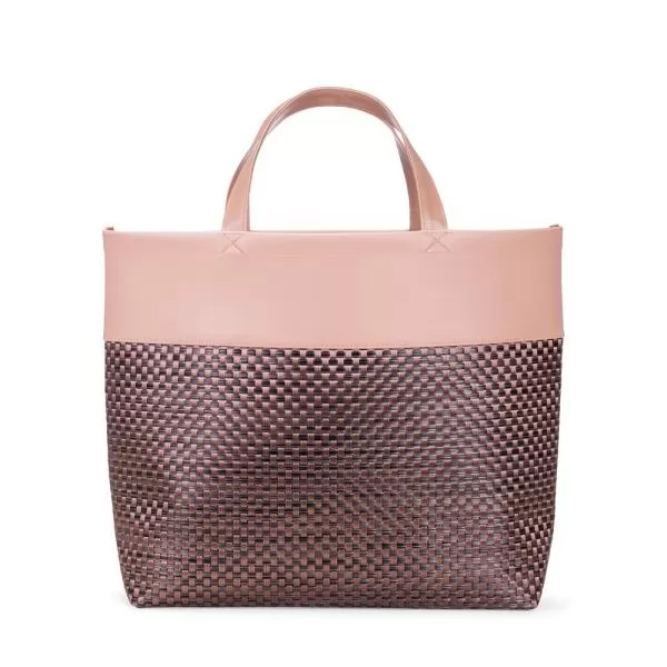 SACOLA EM PVC E MATERIAL SINTÉTICO - PREMIUM - ROSA/XADREZ