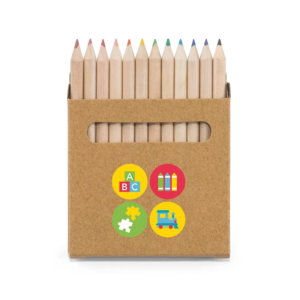 COLOURED Caixa de cartão com 12 mini lápis de cor