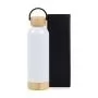 GARRAFA PAREDE DUPLA COM DETALHES EM BAMBU - BRANCA - 500 ML