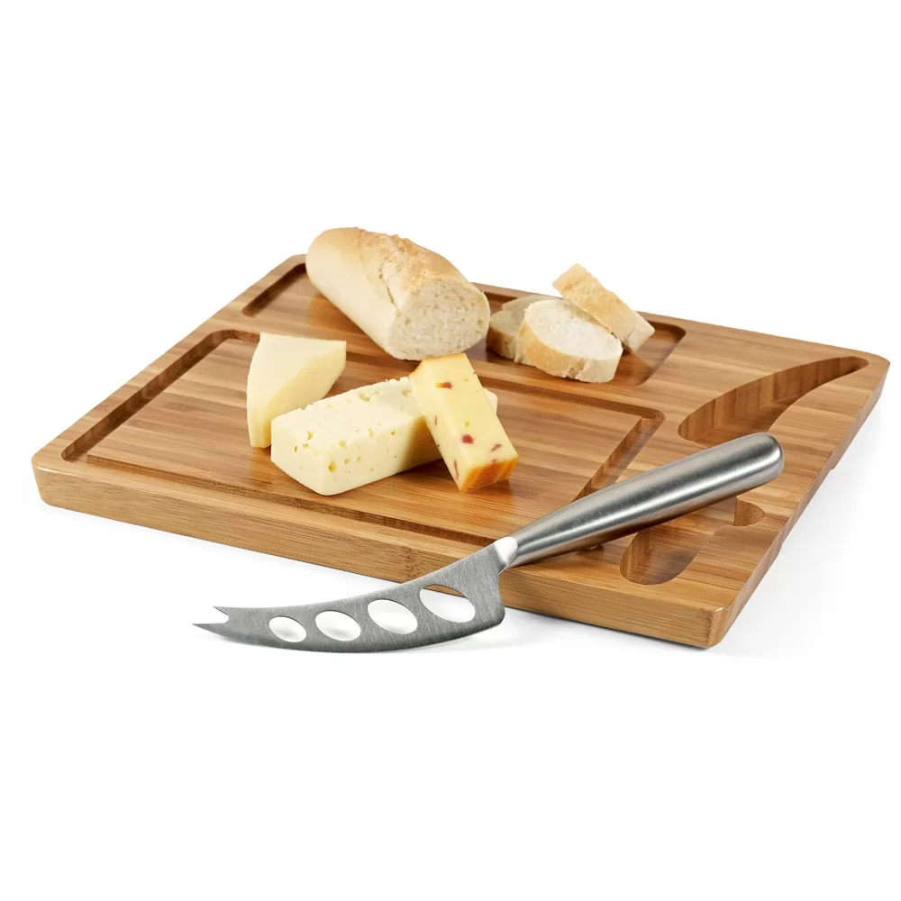 MALVIA. Tábua de queijos em bambu com faca
